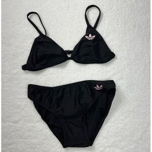 Adidas Junior Girls Bikini Swimming Top Bottoms Black US Size 6 VTG NWT